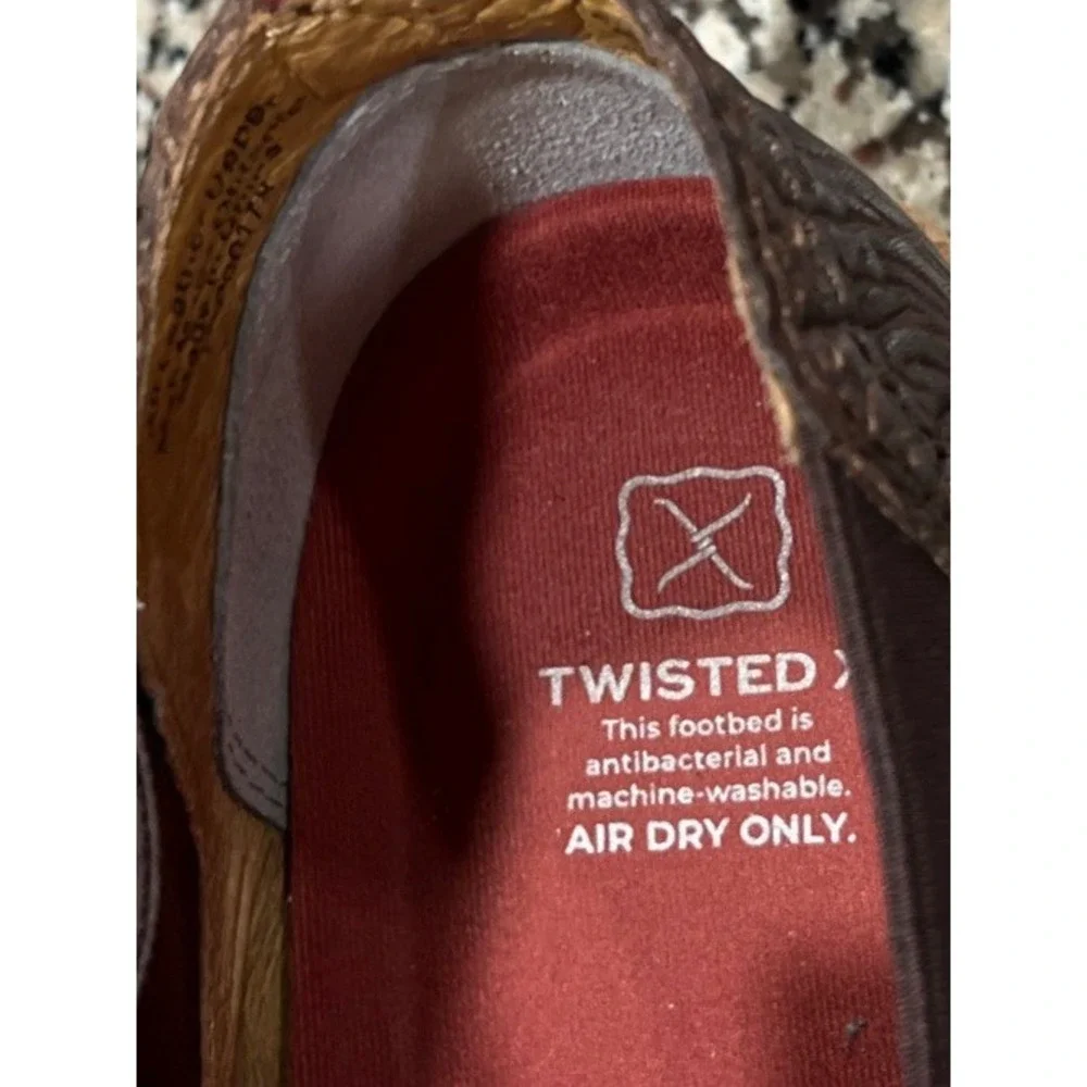 Twisted X Cow Dog Slip-On Men Brown Leather Western Ankle Boots Size 12 MCD0002